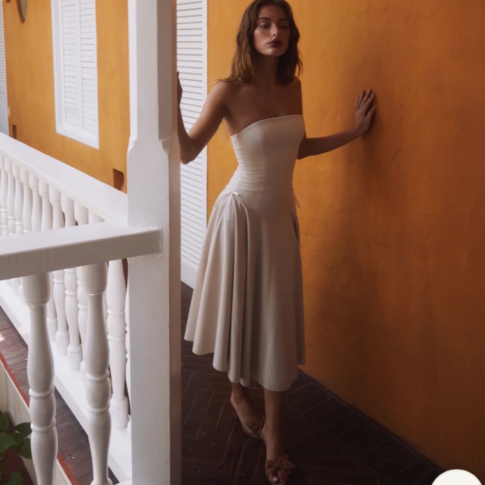Amelie Teje kittie Cream Midi Dress - Picture 2 of 5